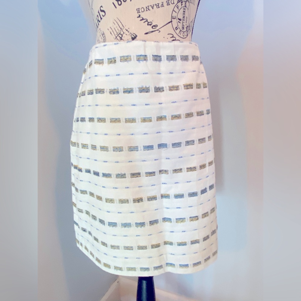 LOFT cream & multi-colored pattern skirt, sz 4